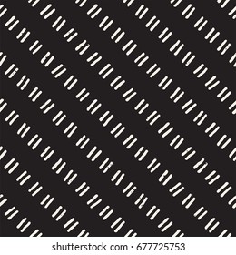 Hand drawn black and white ink abstract seamless pattern. Vector stylish grunge texture. Monochrome geometric shapes paint brush lines
