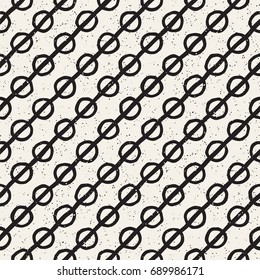 Hand drawn black and white ink abstract seamless pattern. Vector stylish grunge texture. Monochrome geometric shapes paint brush lines