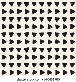 Hand drawn black and white ink abstract seamless pattern. Vector stylish grunge texture. Monochrome geometric shapes paint brush lines