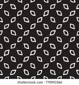 Hand drawn black and white ink abstract seamless pattern. Vector stylish grunge texture. Monochrome geometric shappes paint brush lines