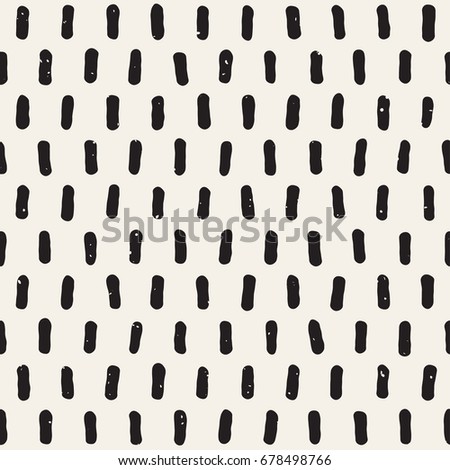 Hand drawn black and white ink abstract seamless pattern. Vector stylish grunge texture. Monochrome geometric shapes paint brush lines