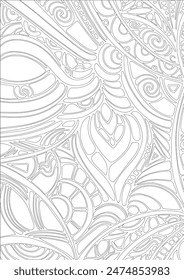 Hand drawn black and white linear abstract pattern design doodle sketch coloring page for kids and adults. you can use it as pattern coloring pages on books. line art abstract coloring pages.