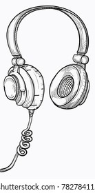 Hand Drawn Black And White Musical Headphones