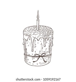 Hand drawn black and white orthodox easter cake. Great holiday gift card