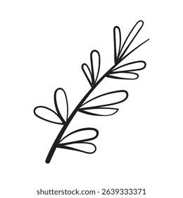 Hand Drawn Black and White Plants Vector Illustration