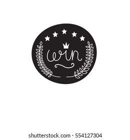 Hand drawn black and white retro icon winner. Vector illustration
