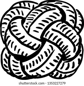 Hand drawn Black and White Rope Knot Graphic Design 