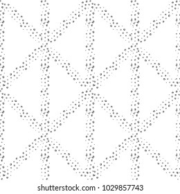 Hand Drawn Black and White Seamless Grunge Dust Messy Pattern With Ink Doodles. Circles, Spots and Dots Endless Textures. Easy To Create Abstract Vintage, Dotted, Scratched Effect With Grain And Noise
