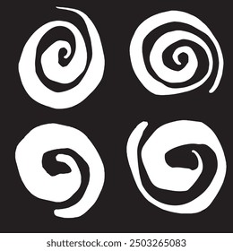Handgezeichnete schwarz-weiße Spooky Wavy Swirl Circle Vektoren