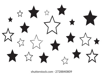 Hand Drawn Black and White Star Pattern Background
