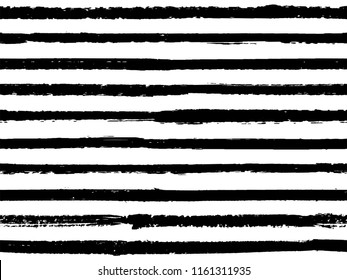 Hand drawn black white striped seamless pattern vintage background for wallpaper. Paint stripes lines watercolor vector. Modern fashion texture linen fabric background. Cool seamless striped pattern.