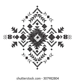 hand drawn black and white tribal design element