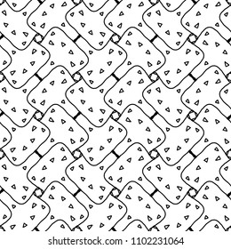 Hand drawn black and whte rectangle pavement pattern. Geometric doodle style texture background.