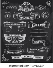 Hand drawn blackboard banner vector illustration with texture added