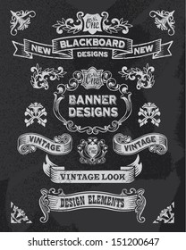 Hand drawn blackboard banner vector illustration with texture added