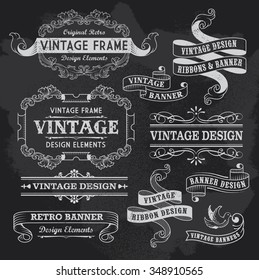Hand drawn blackboard banner vector illustration with texture added