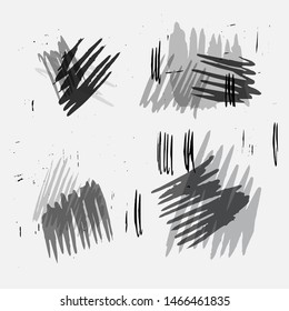 Hand drawn black-white design elements. Vector paint splashes. Collection of paint stains.