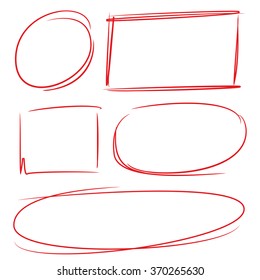 hand drawn blank circle and rectangle frames, markers