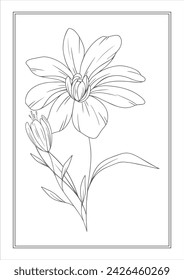 Hand drawn blank color outline flowers vector design