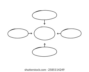 Hand drawn blank diagram, flowchart design elements