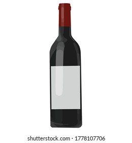 Hand drawn blank label french red wine bottle vector illustration element isolated on a white background