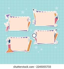 Hand drawn blank notebook school stationary set collection vector design