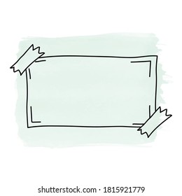 Hand Drawn Blank Paper Note With Pastel Watercolor. Splash By Art Hand Drawn For Text.
