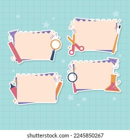 Hand drawn blank paper notebook school stationary set collection vector design
