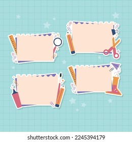 Hand drawn blank paper school stationary set collection vector design