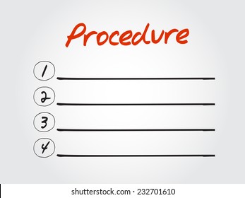 Hand drawn blank Procedure list vector concept, presentation background