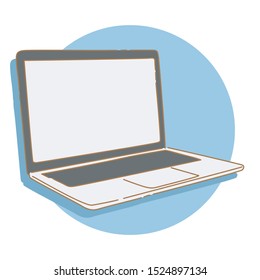 Hand drawn of blank screen laptop isolated with vector style doodle design illustrations.