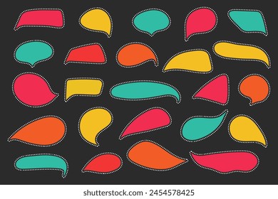 Hand drawn blank speech bubbles set, Dialog box, Message speak template. Vector illustration.