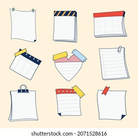 Hand drawn blank sticky notes collection