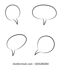 Hand drawn Blank white speech bubbles. Vector illustration.