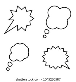 Hand drawn Blank white speech bubbles. Vector illustration.
