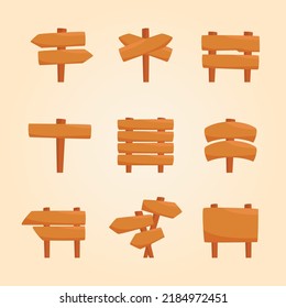 Hand drawn blank wooden sign illustration collection