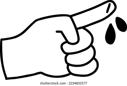 Hand gezeichnete blutende Fingergrafik einzeln auf Hintergrund