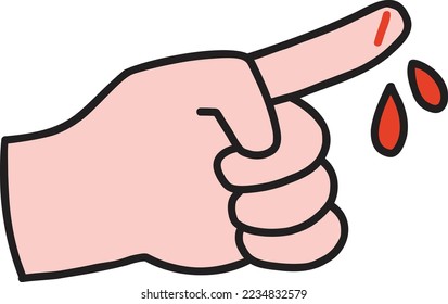 Hand Drawn bleeding finger illustration isolated on background