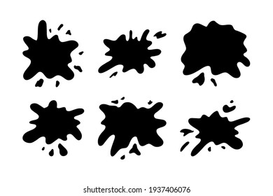 Hand drawn blob elements ink paint splash stain spot splatter different shapes. Isolated cut out vector illustration for sticker label banner design