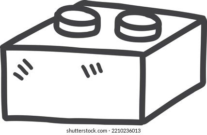 Hand Drawn block cube for kid illustration isolated on background