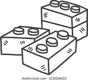 Hand Drawn block cube for kid illustration isolated on background