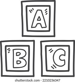 Hand Drawn block cube for kid illustration isolated on background