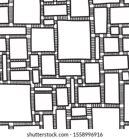 hand drawn blocks. chaotic structure. empty frames. abstract city map. seamless pattern