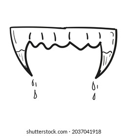 Icono de dientes sangrientos dibujado a mano en forma de doodle aislado.