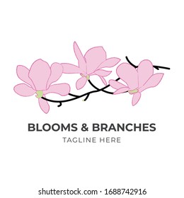 Hand Drawn Bloom and Braches Logo Template With PIn