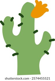 Hand Drawn Blooming Cactus Vector Illustration