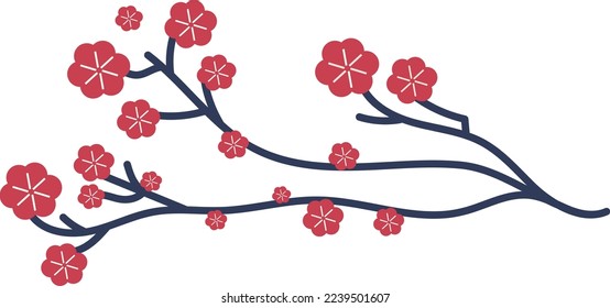 Hand drawn blooming cherry blossom illustration