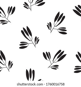 Hand drawn blooming flowers botanical floral and leaves background vector seamless pattern.