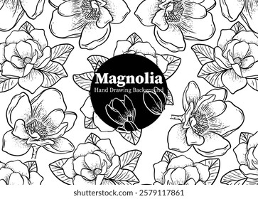 Hand drawn blooming magnolia flower background. minimalist design, background, packaging design, symbol, wedding, decoration.