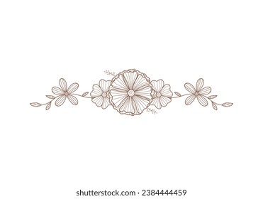 hand drawn blossom line art flower decoration. Vector wedding floral design element